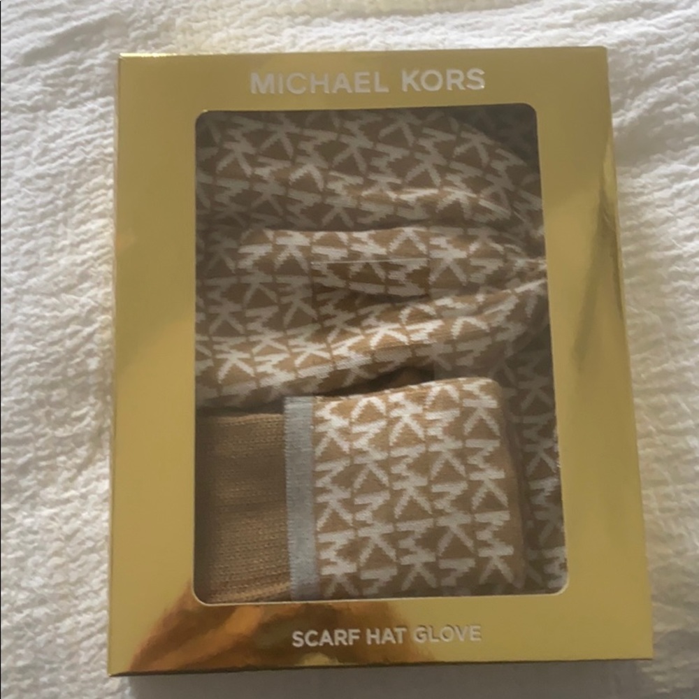 Michael Kors hat, scarf, and gloves set